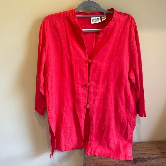 Chico’s Design Red Linen Tunic Top - Picture 1 of 7